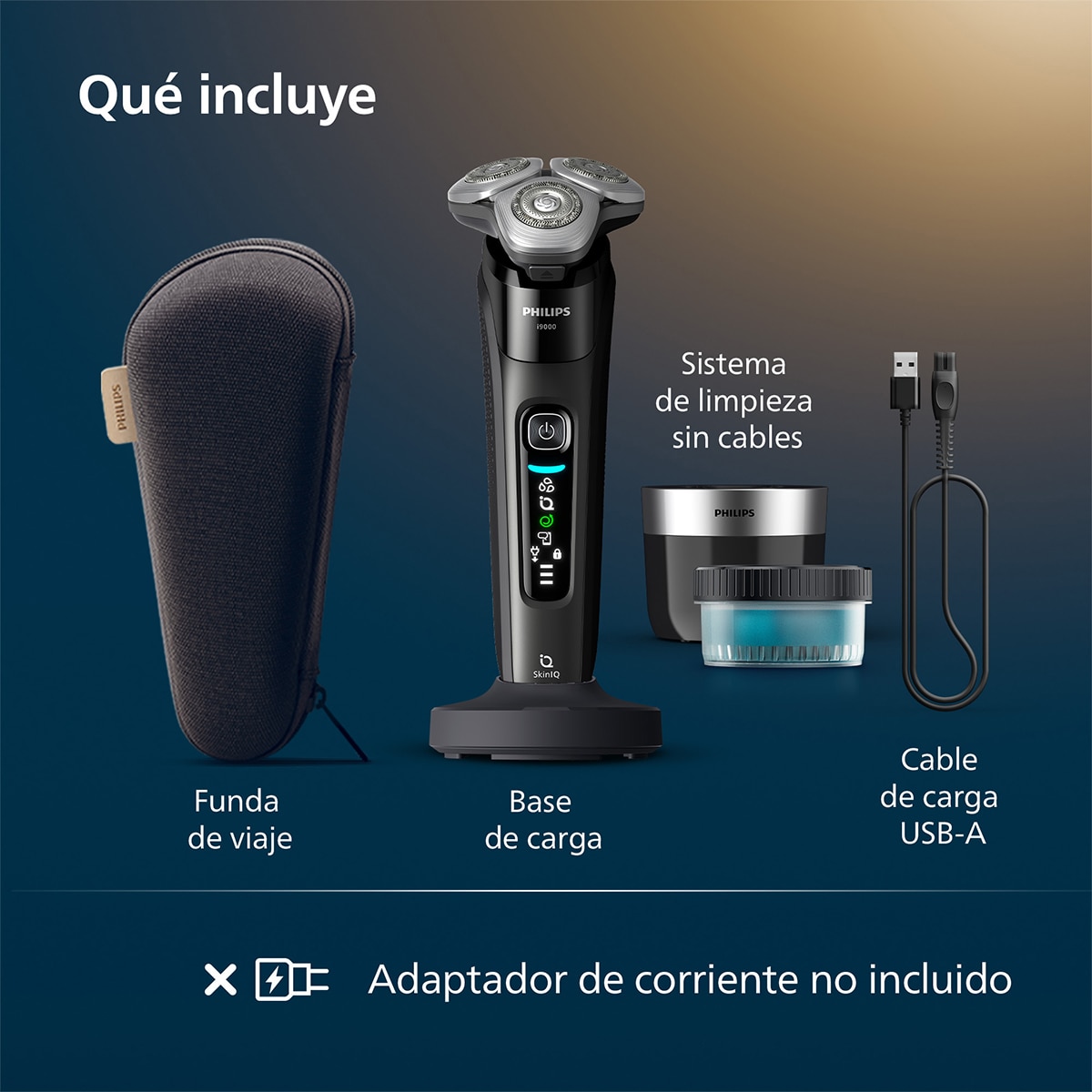 Afeitadora eléctrica Philips i9000, máquina de afeitar hombre en seco y mojado, centro de limpieza, base carga 6