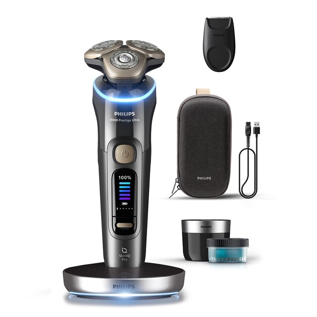 Afeitadora eléctrica Philips i9000 Prestige Ultra, máquina de afeitar hombre en seco y mojado, 5 modos de afeitado, centro de limpieza