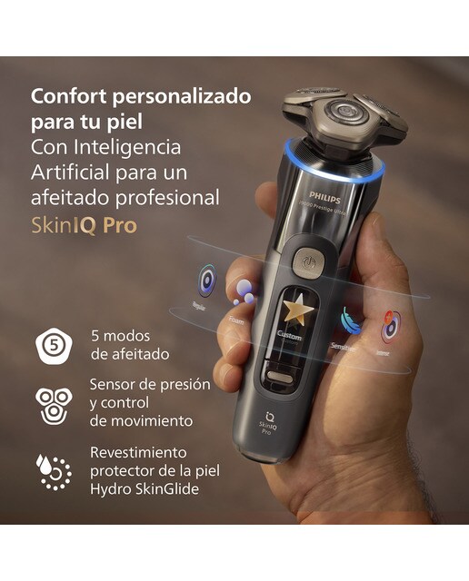 Afeitadora eléctrica Philips i9000 Prestige Ultra, máquina de afeitar hombre en seco y mojado, 5 modos de afeitado, centro de limpieza 7