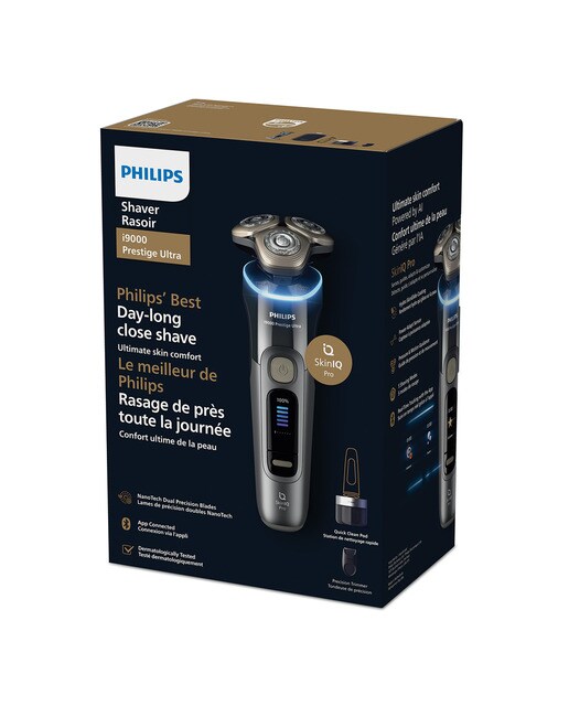 Afeitadora eléctrica Philips i9000 Prestige Ultra, máquina de afeitar hombre en seco y mojado, 5 modos de afeitado, centro de limpieza 9