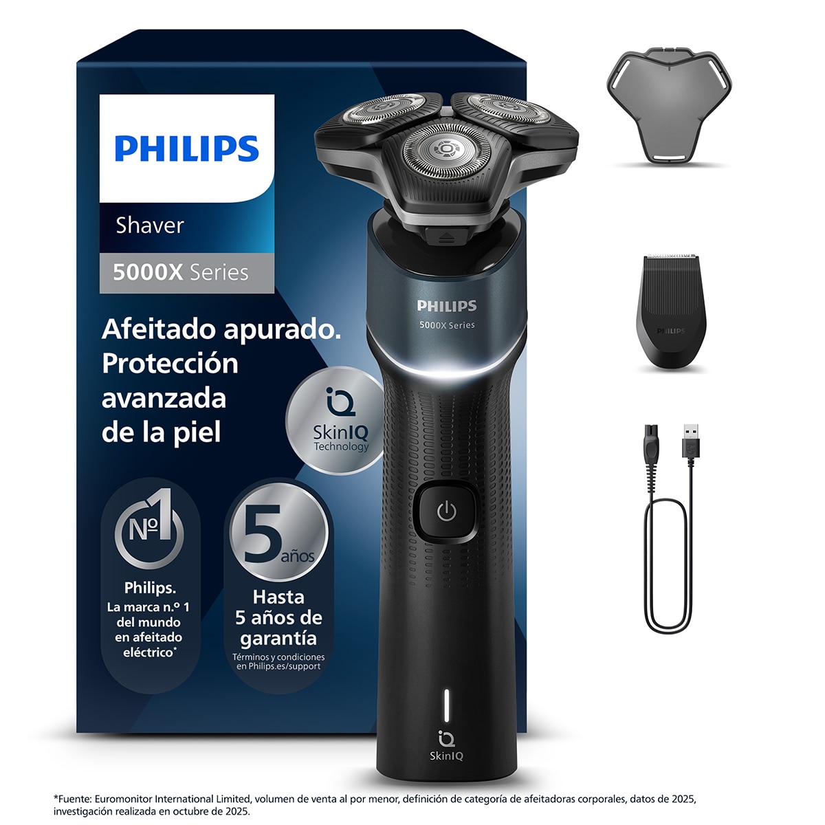 Imagen 2 de Afeitadora eléctrica Philips series 5000X Wet & Afeitado apurado. - Gris Gris
