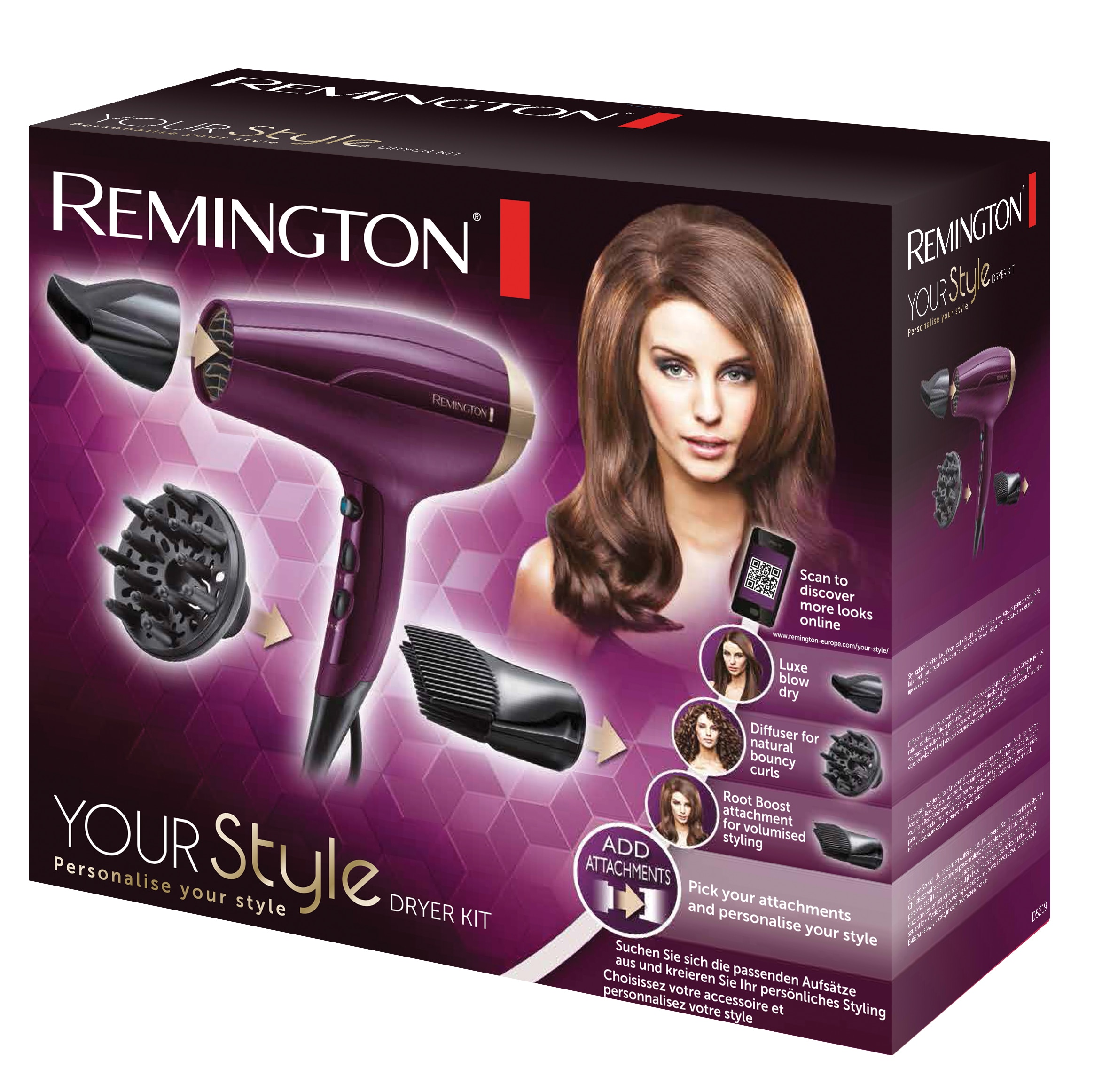 Secador de pelo Remington con tecnología iónica Púrpura-5