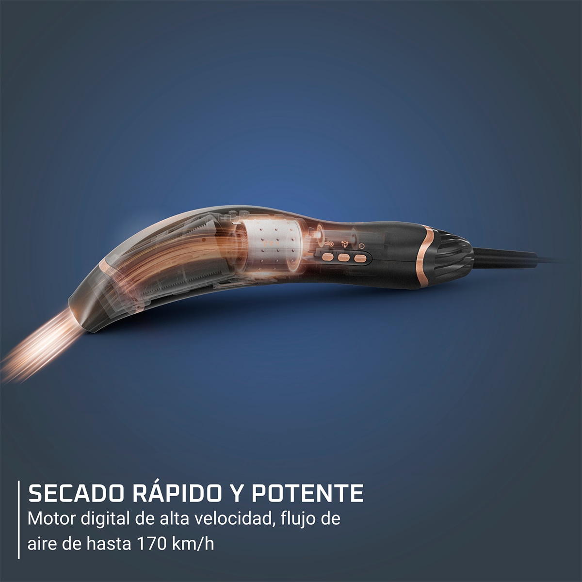 Secador de pelo Rowenta Air motion con efecto Coanda, diseño ergonómico y ligero, motor de alta velocidad Negro-5