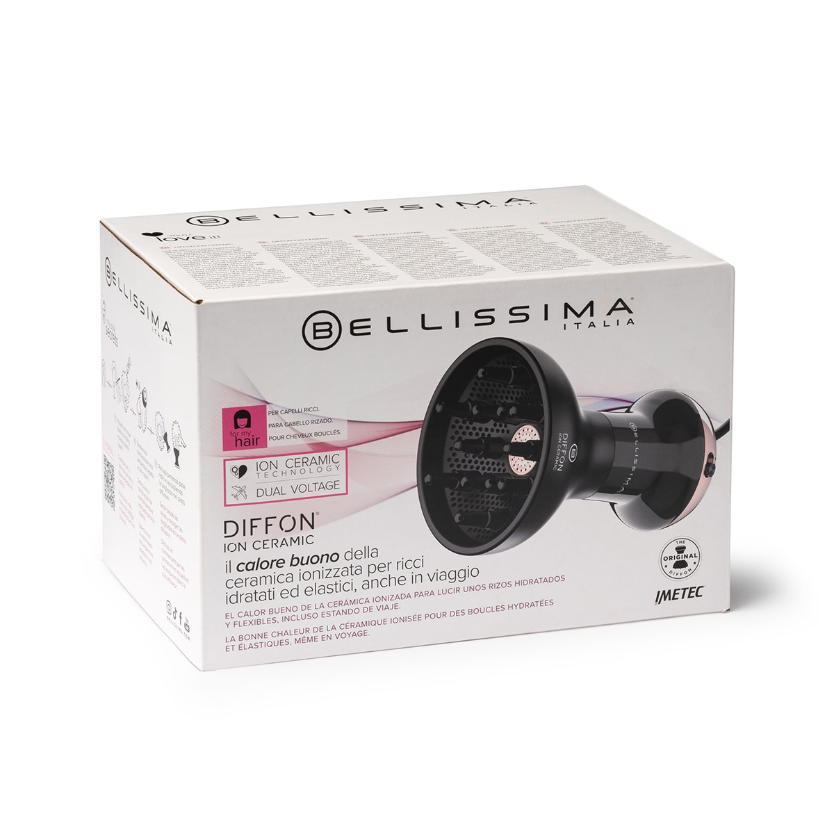 Secador Bellissima Diffon Ion Ceramic Multivoltaje Negro Mate / Rosa-4