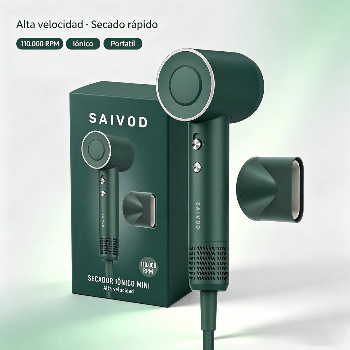 Secador de Cabelo Mini Saivod MHD-226VM - Verde Militar Verde-militar-6