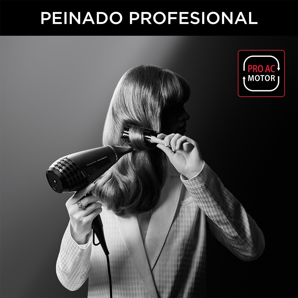Secador de Pelo Rowenta K/Pro Stylist por Karl Lagerfeld CV887L Recubrimiento Keratin & Glow - Negro Negro-2