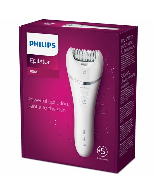 Depiladora Philips Serie 8000, 5 accesorios, uso sin cable, seco y húmedo 7