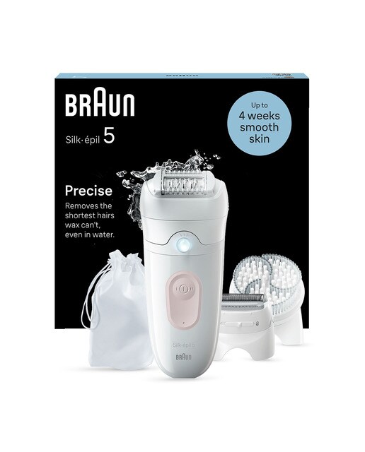 Depiladora eléctrica Braun Silk-épil 5, inalámbrica, con cabezal de exfoliación, uso en seco y húmedo Blanco / Flamenco-7