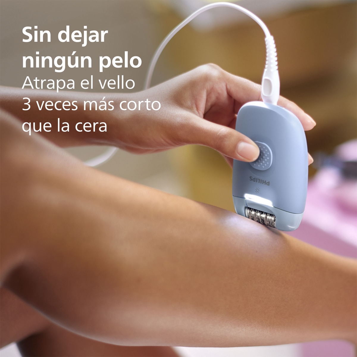 Depiladora eléctrica Philips S4000, BRE247/00, con luz led, compacta - Azul Azul-4