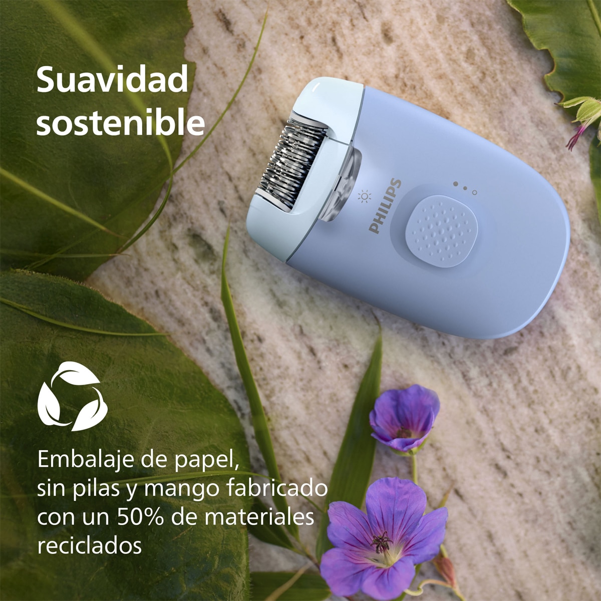 Depiladora eléctrica Philips S4000, BRE247/00, con luz led, compacta - Azul Azul-8