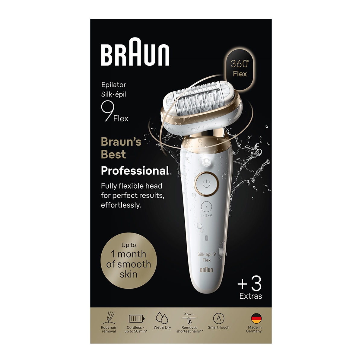 Depiladora eléctrica Braun 9-030 3D Silk·épil 9 Flex Dorado-8