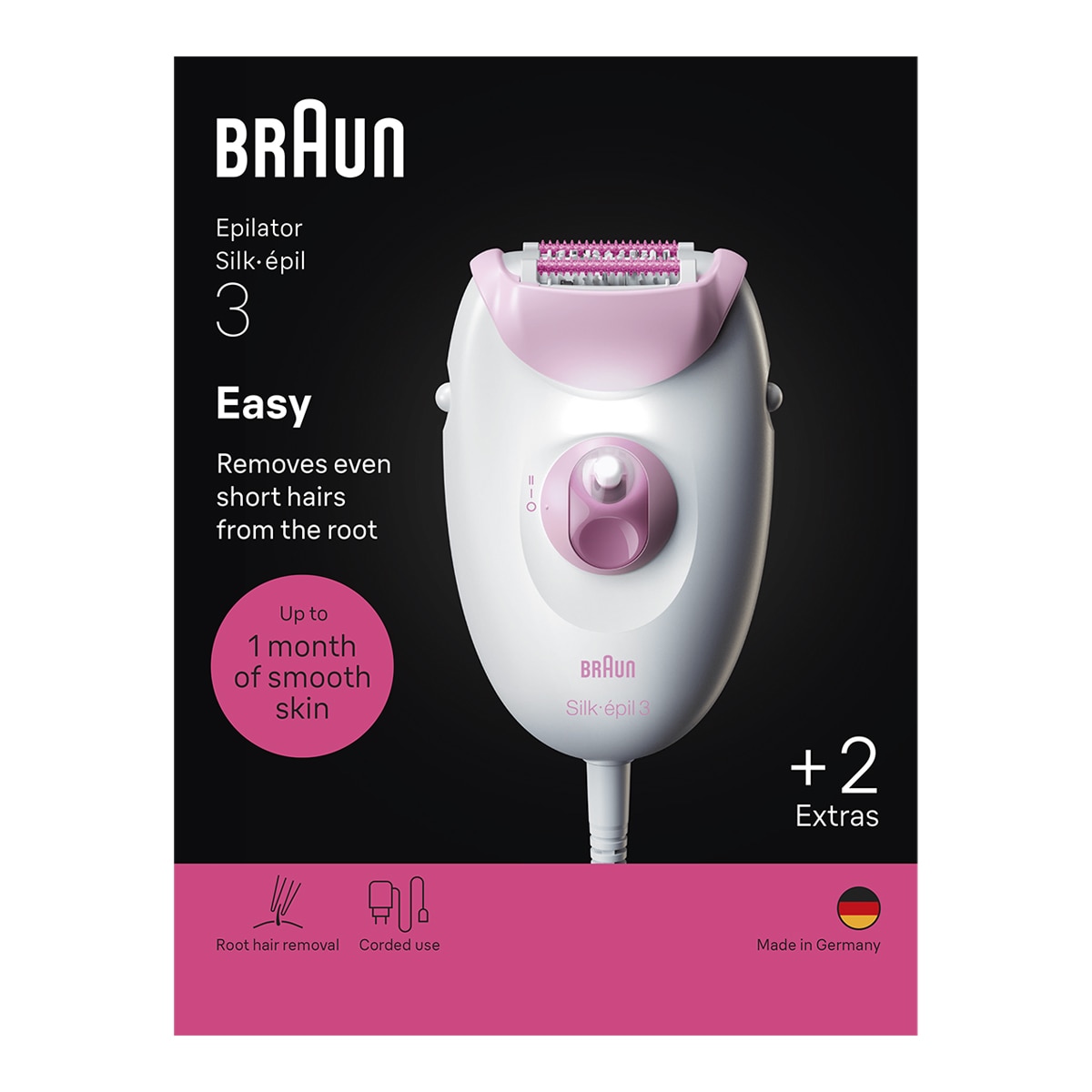 Depiladora eléctrica Braun 3-031 Silk·épil 3 Rosa-2