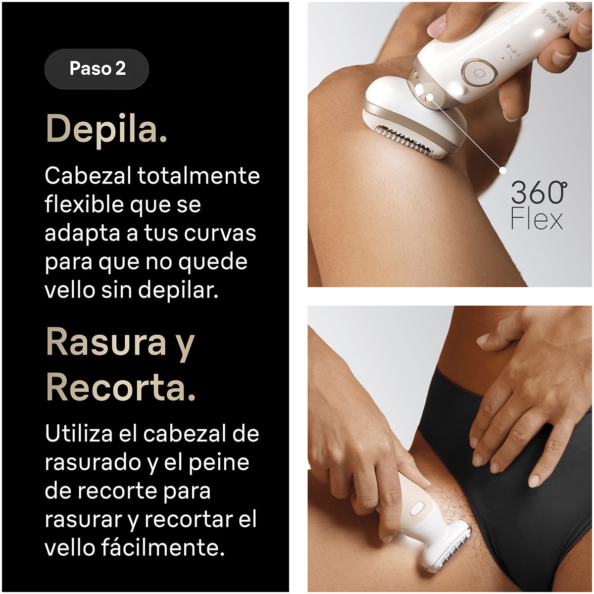 Imagen 4 de Depiladora eléctrica Braun 9-481 3D Silk·épil 9 Flex SkinSpa - Dorado Dorado