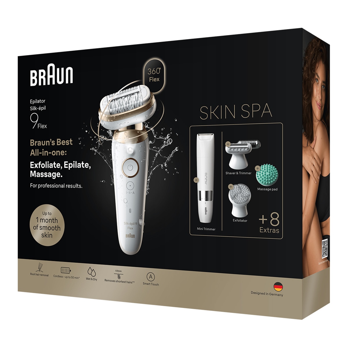 Imagen 10 de Depiladora eléctrica Braun 9-481 3D Silk·épil 9 Flex SkinSpa - Dorado Dorado