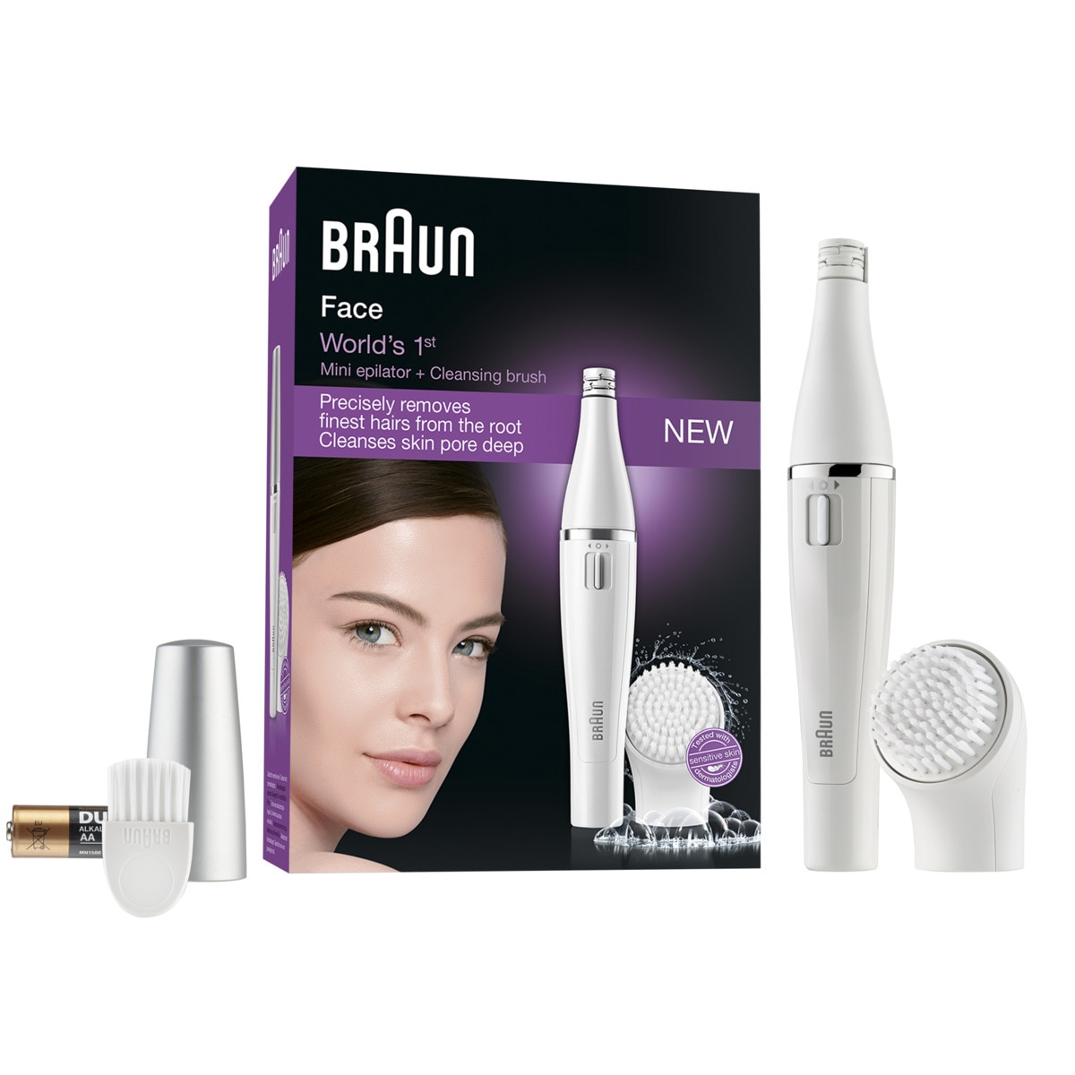 Imagen 0 de Braun Face 810 - Depiladora facial con cepillo limpiador facial, blanco