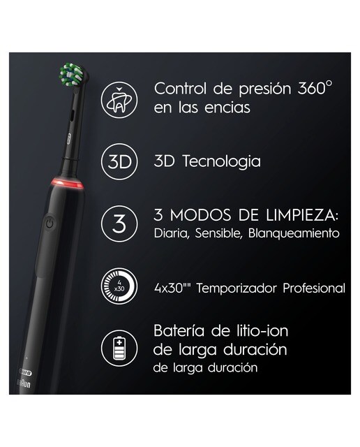 Pack 2 cepillos de dientes eléctricos Oral b - Braun Pro 3 3900 con control de presión Blanco / Negro-5