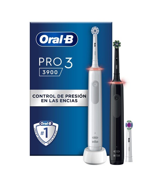 Pack 2 cepillos de dientes eléctricos Oral b - Braun Pro 3 3900 con control de presión Blanco / Negro-10