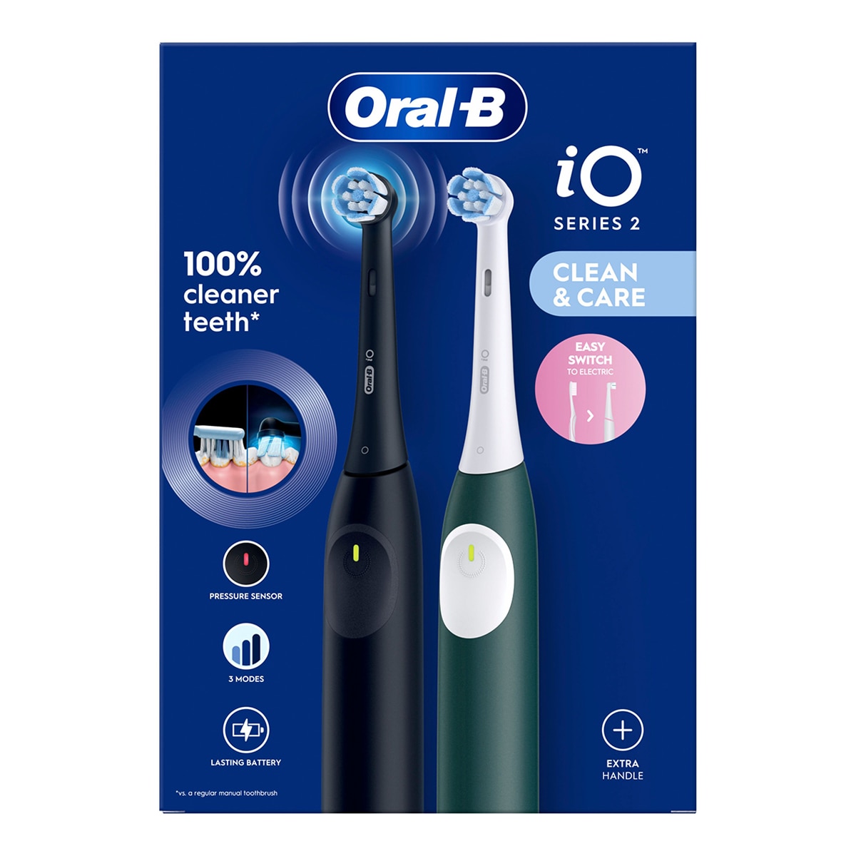 Pack 2 cepillos de dientes eléctricos Oral-B iO 2 DUO con 2 cabezales Negro / Verde-3