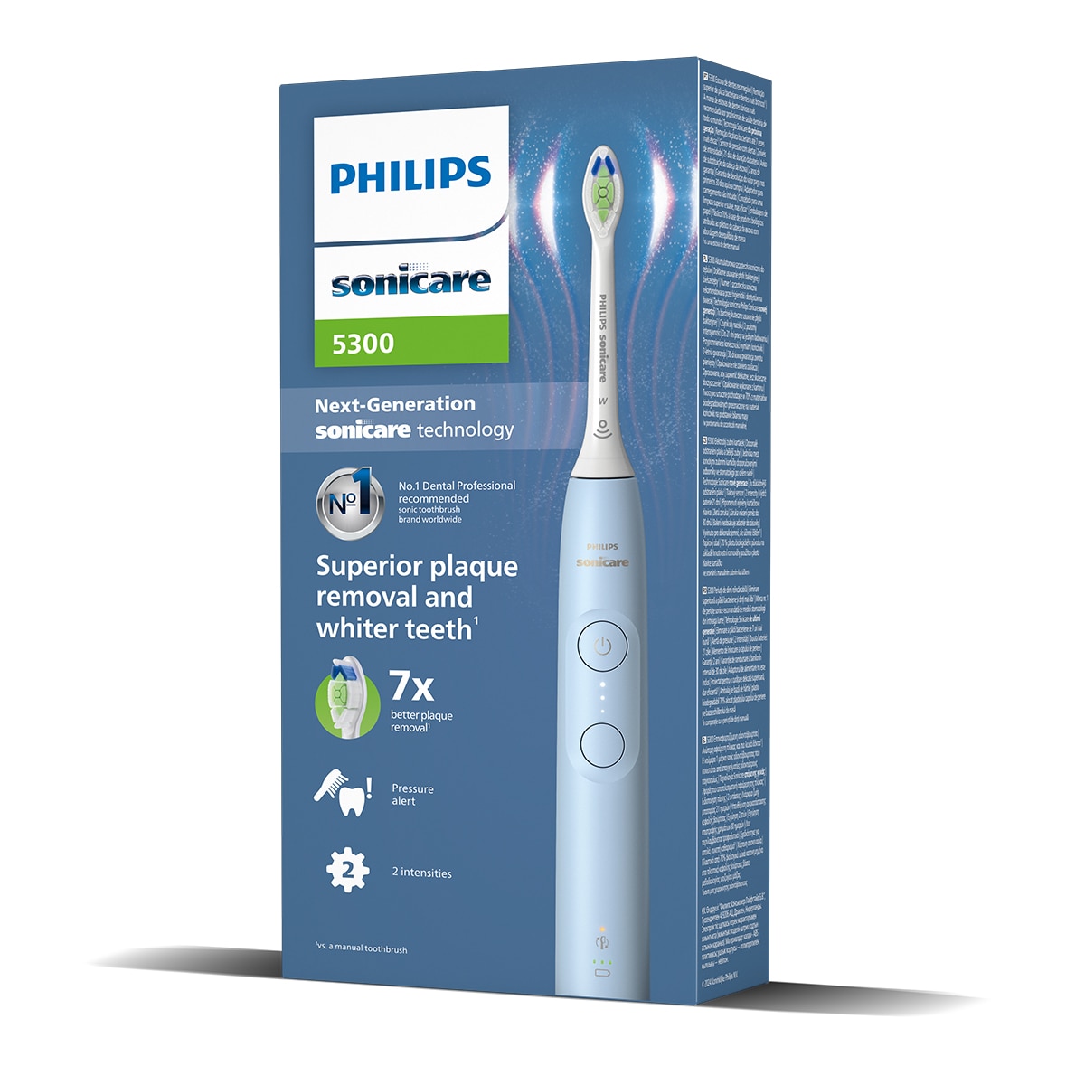 Cepillo de dientes eléctrico Philips Sonicare 5300, tecnología sónica, sensor de presión, 2 modos e intensidades Azul-6