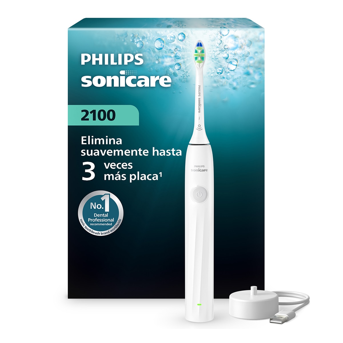 Imagen 0 de Cepillo de dientes eléctrico Philips Sonicare 2100, tecnología sónica, 2 intensidades, batería 14 días
