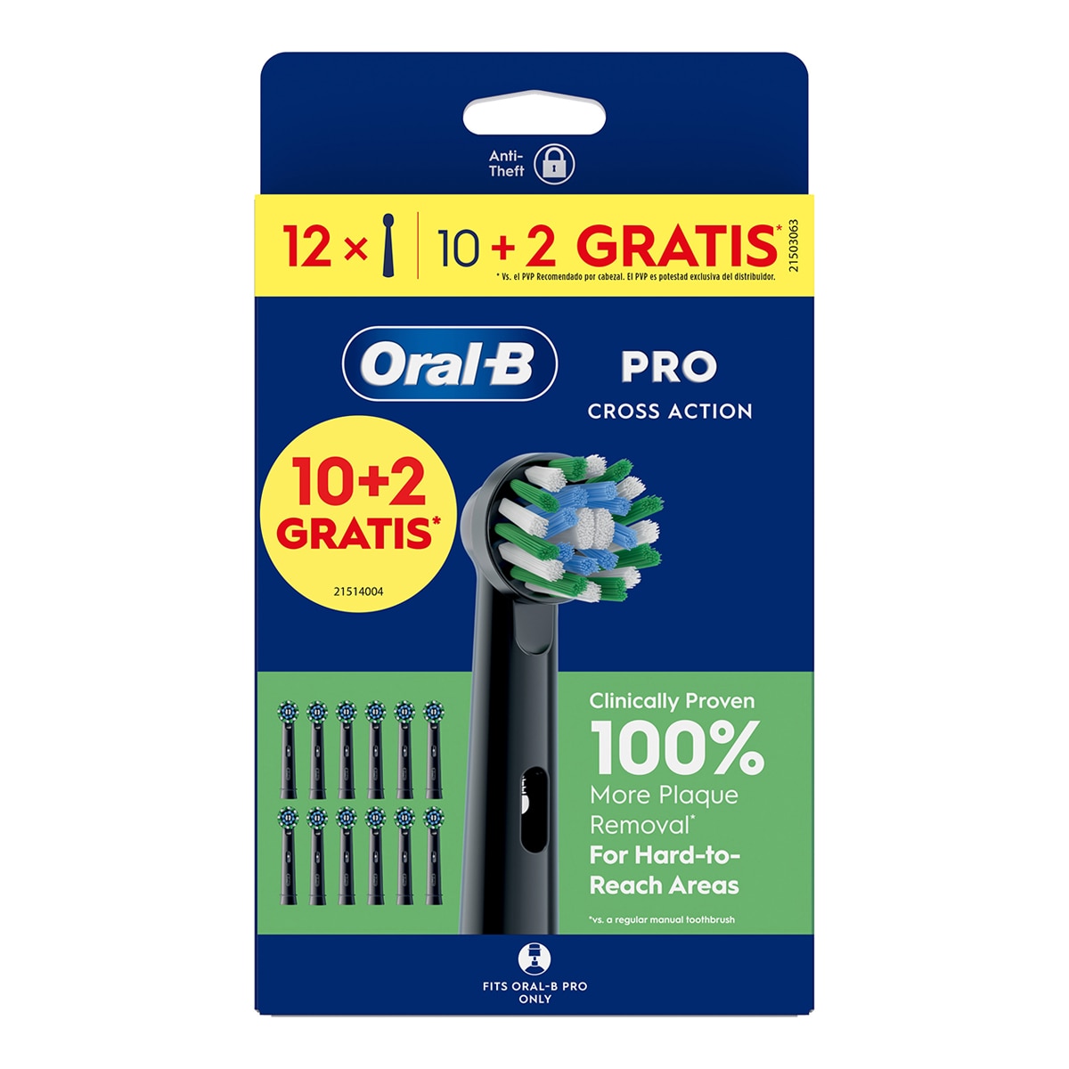 Recambio de cepillo dental Oral-B Pro CrossAction 12 unidades - Negro Negro-1