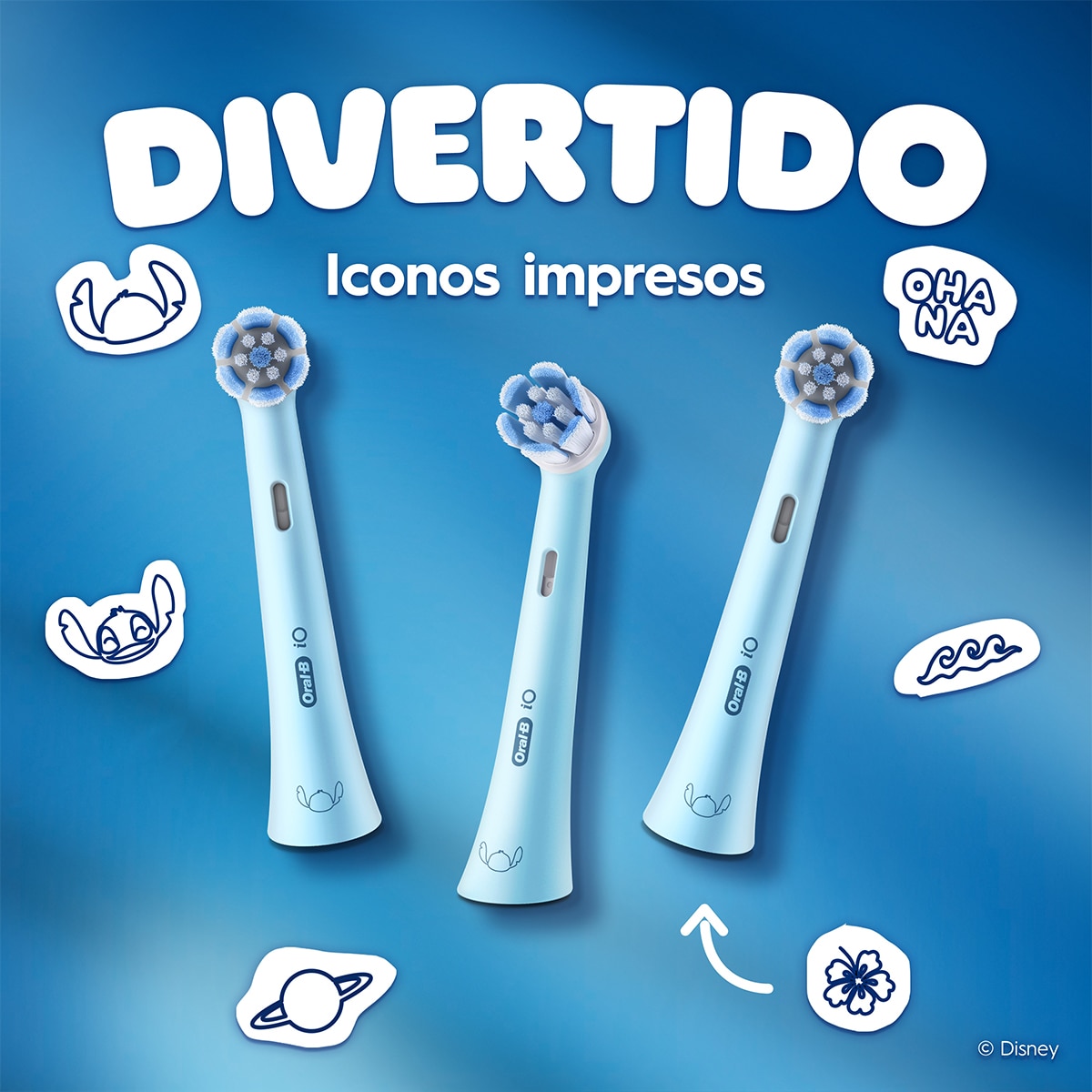 Recambio de cepillo dental Oral-B iO Kids Stitch, para Mayores de 6 años, Pack de 4 - Azul Azul-8