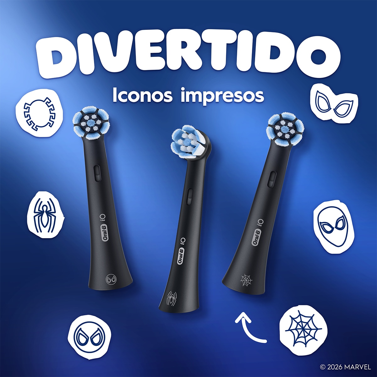 Recambio de cepillo dental Oral-B iO Kids Spiderman, para Edad 6+, Pack de, 4 - Negro Negro-5