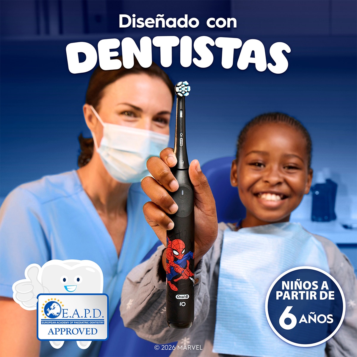 Recambio de cepillo dental Oral-B iO Kids Spiderman, para Edad 6+, Pack de, 4 - Negro Negro-7