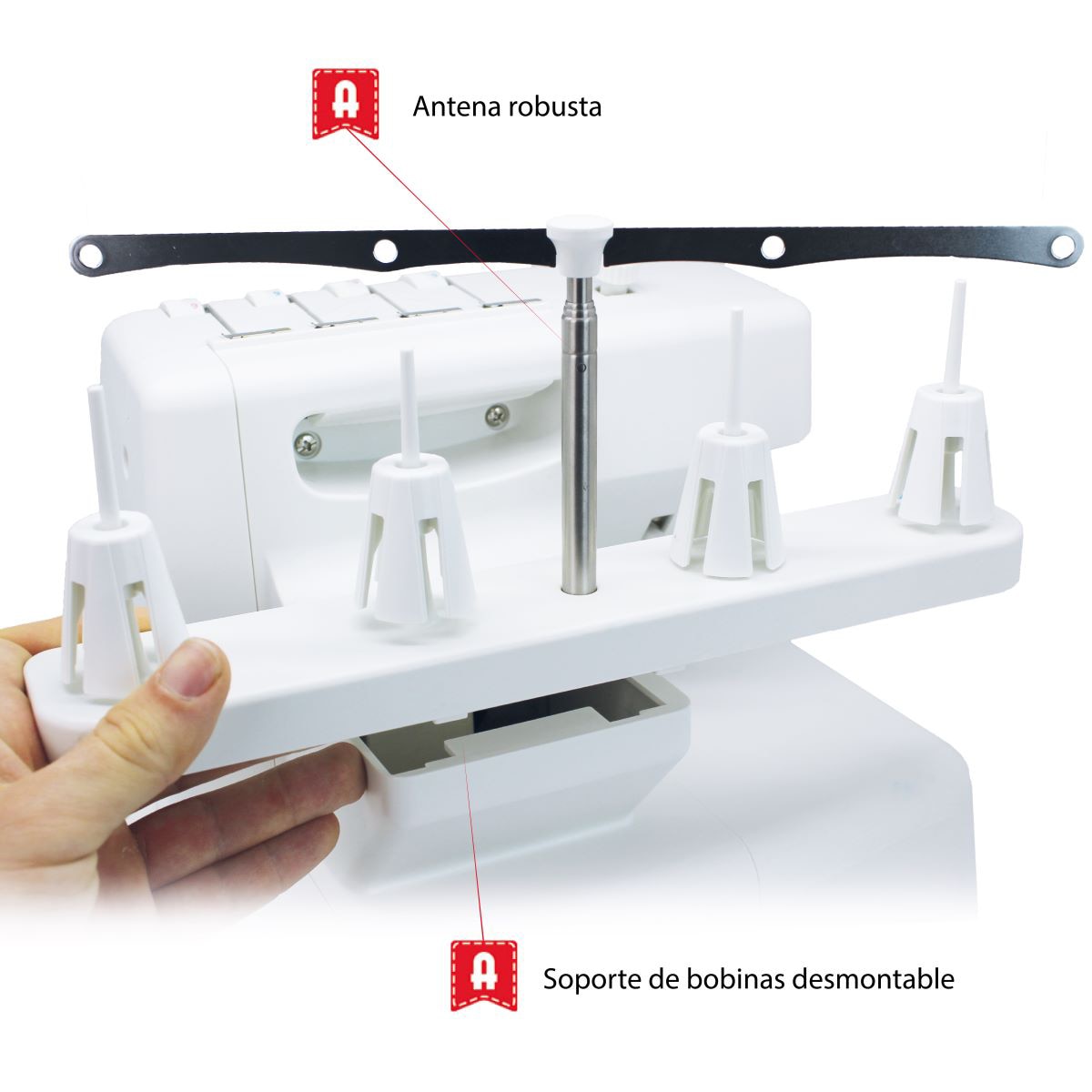 Máquina remalladora Alfa Overlock 8707+ con brazo libre Blanco-6