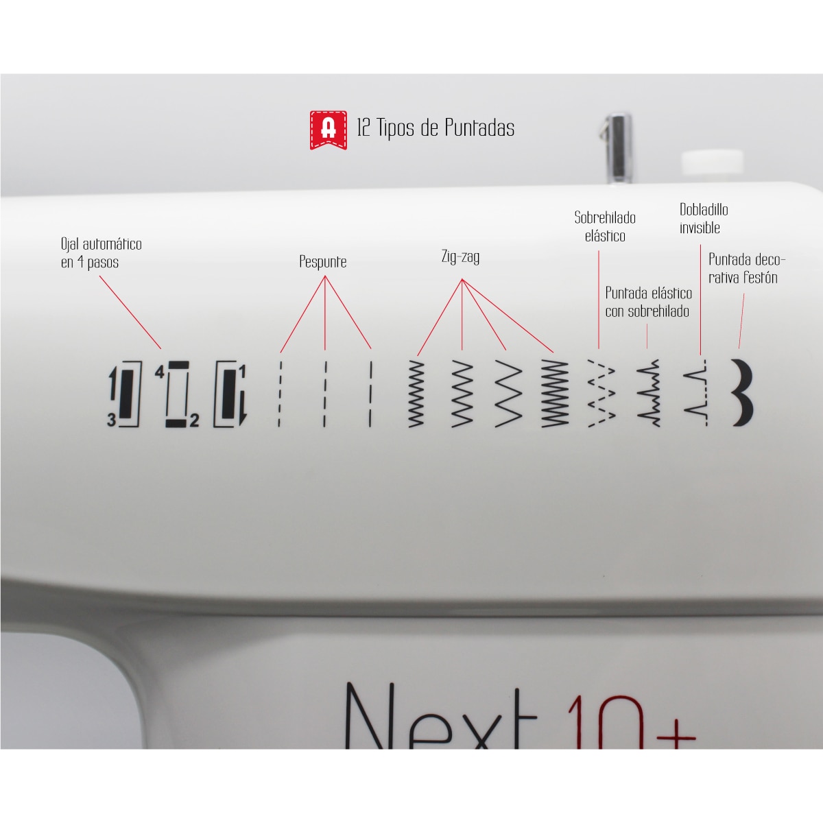 Máquina de coser Alfa Next 10+ con brazo libre Blanco-4