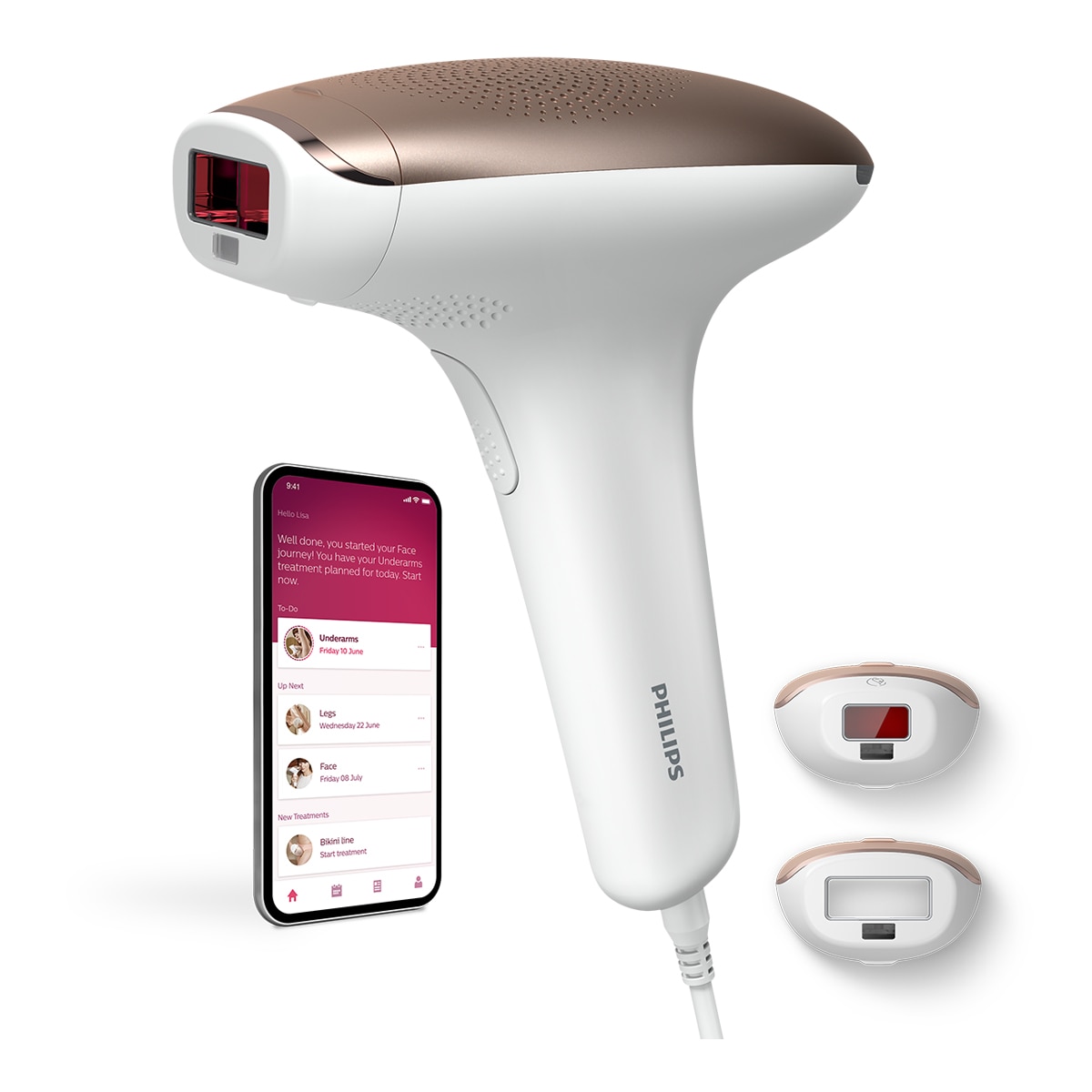 Philips – Depiladora IPL Philips Lumea Serie 7000, depilación permanente, luz pulsada, 2 cabezales, cara y cuerpo.