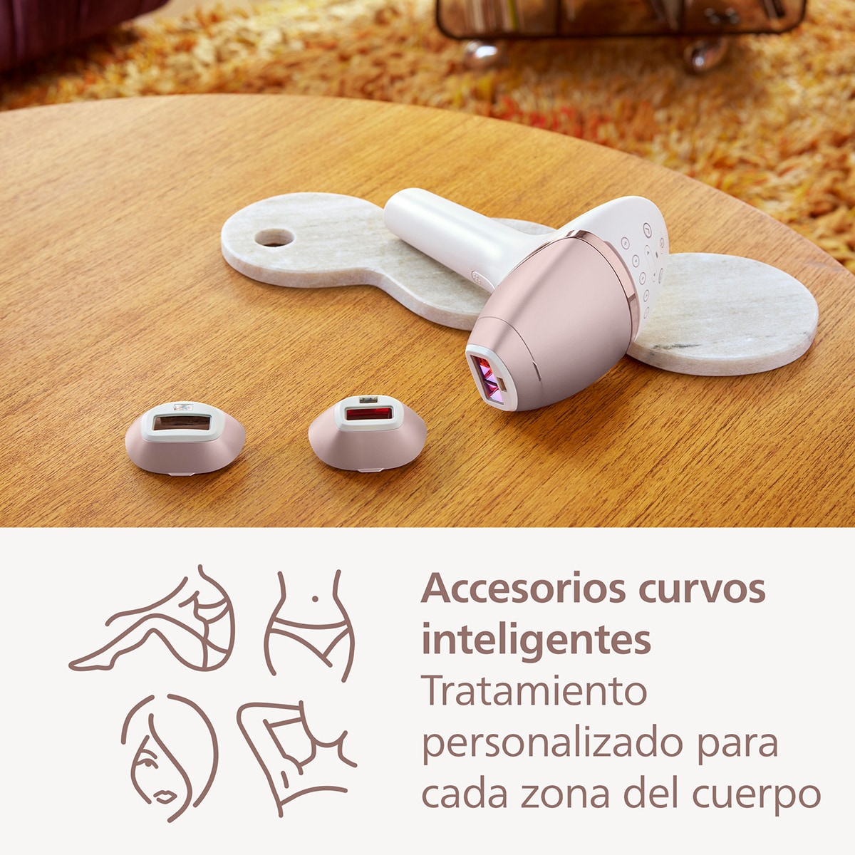 Depiladora IPL Philips Lumea Serie 9000, depilación permanente, uso sin cable, luz pulsada, 3 cabezales, cara y cuerpo, sensor de piel inteligente Blanco-6
