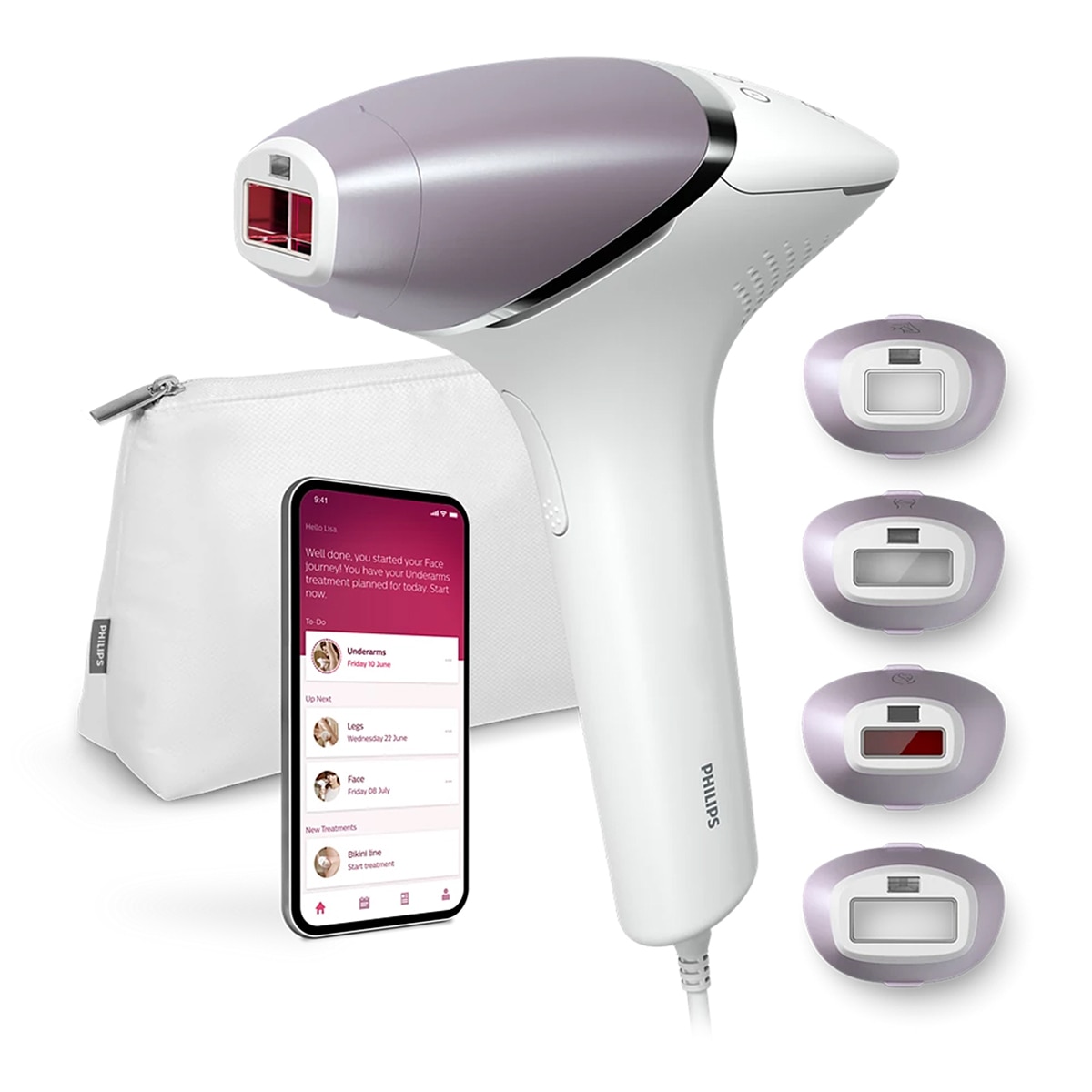 Philips – Depiladora IPL Philips Lumea Serie 8000, depilación permanente, luz pulsada, 4 cabezales, cara y cuerpo, sensor de piel inteligente.
