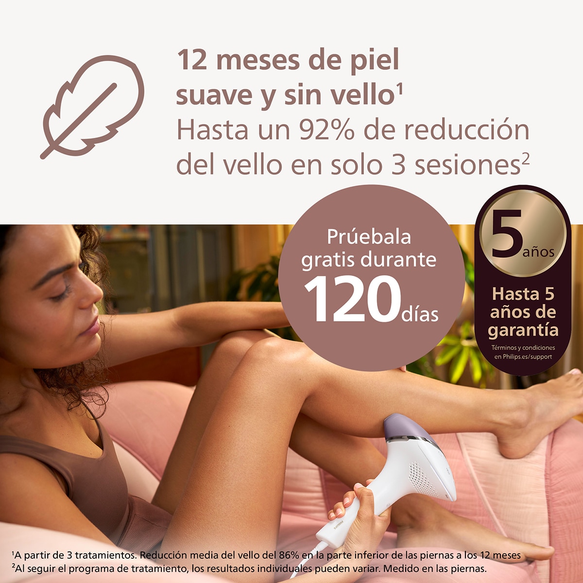 Depiladora IPL Philips Lumea Serie 8000, depilación permanente, luz pulsada, 4 cabezales, cara y cuerpo, sensor de piel inteligente Blanco-3