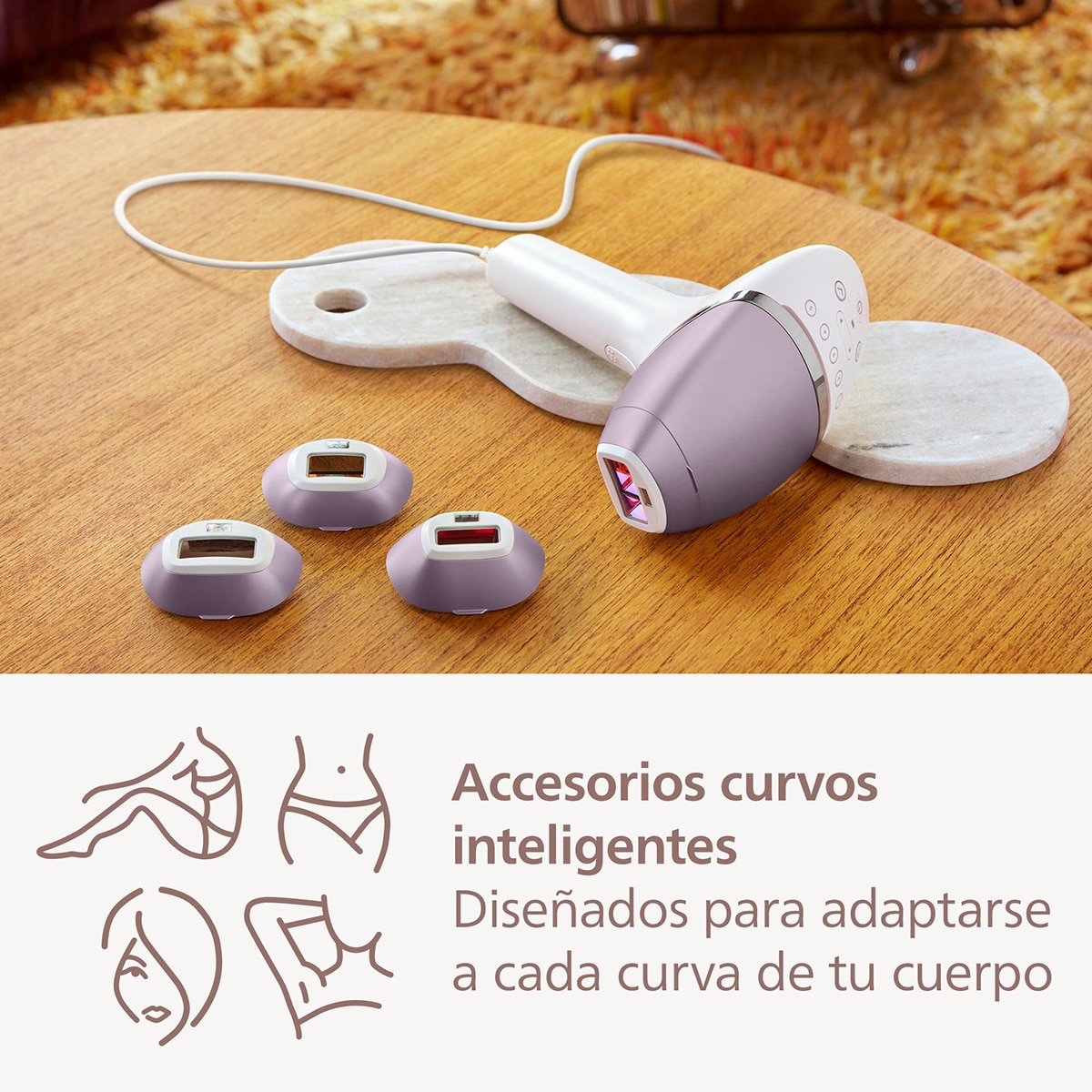 Depiladora IPL Philips Lumea Serie 8000, depilación permanente, luz pulsada, 4 cabezales, cara y cuerpo, sensor de piel inteligente Blanco-6