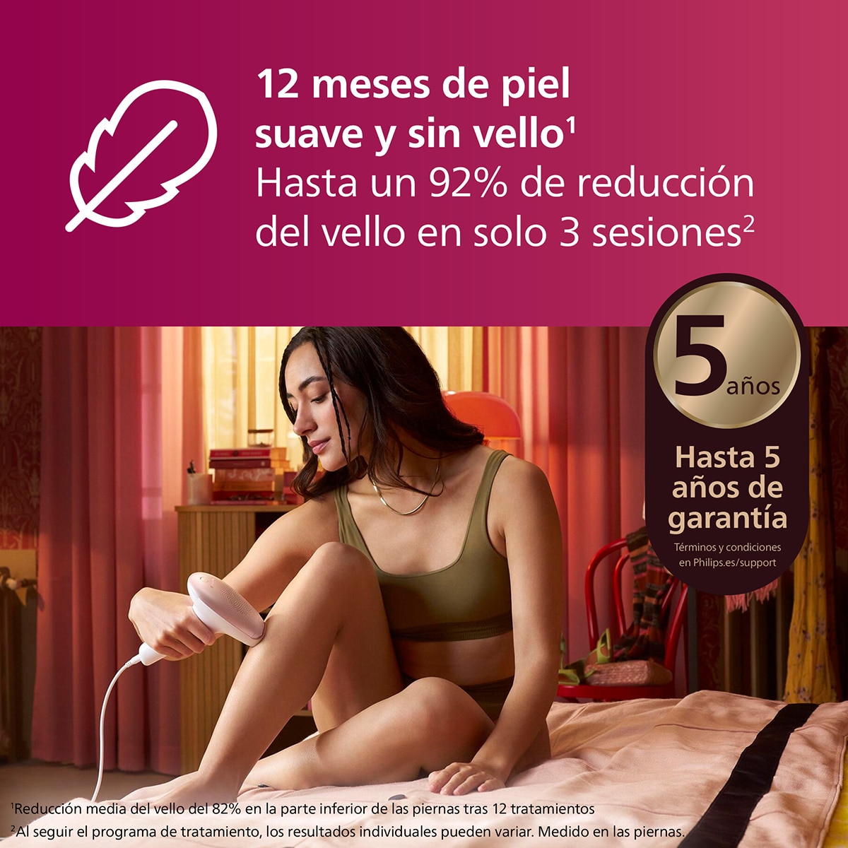 Depiladora IPL Philips Lumea Serie 7000, depilación permanente, luz pulsada, 1 cabezal, cuerpo Blanco-4