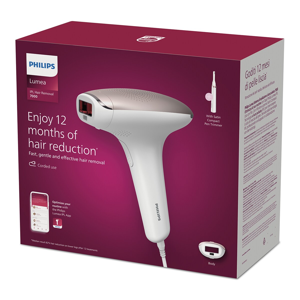 Depiladora IPL Philips Lumea Serie 7000, depilación permanente