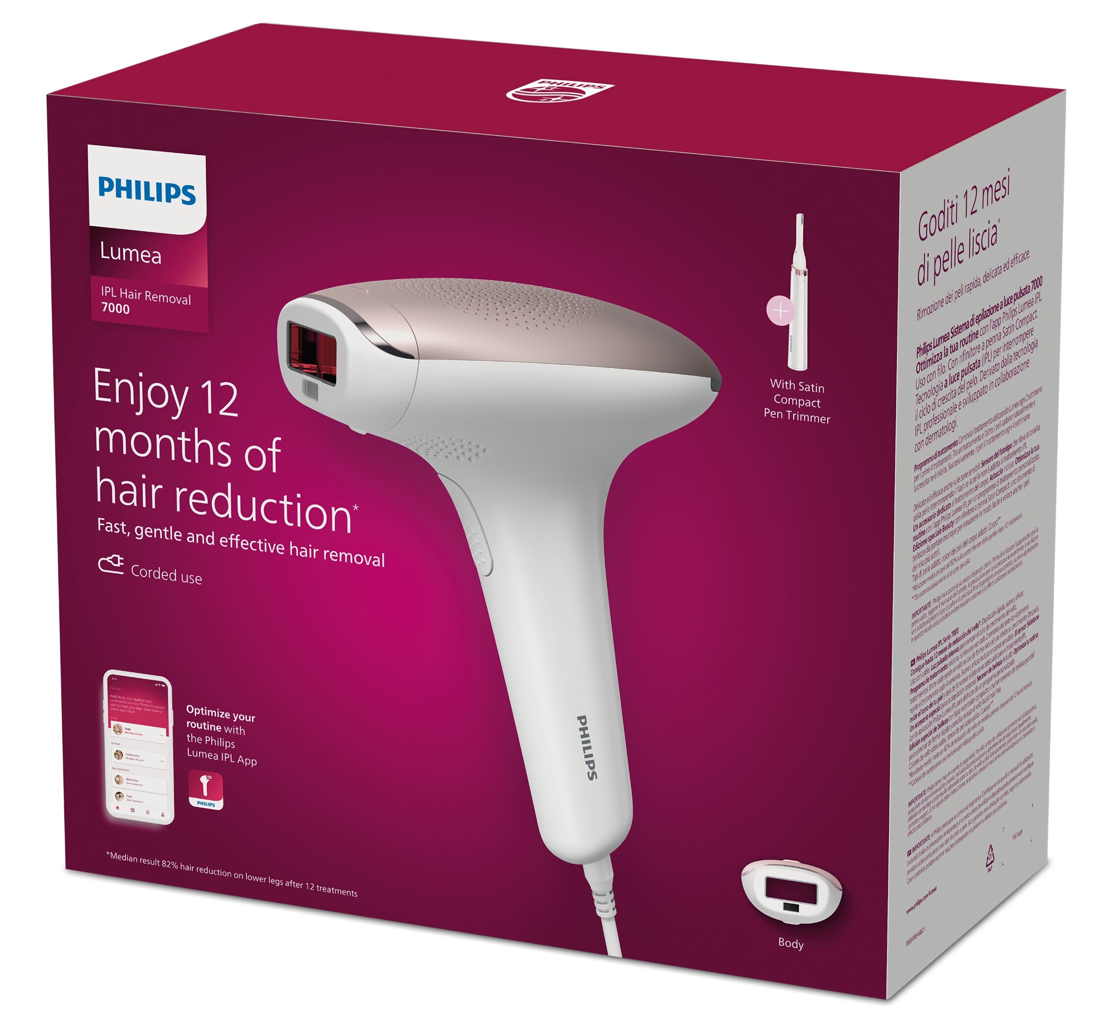 Depiladora IPL Philips Lumea Serie 7000, depilación permanente, luz pulsada, 1 cabezal, cuerpo Blanco-12