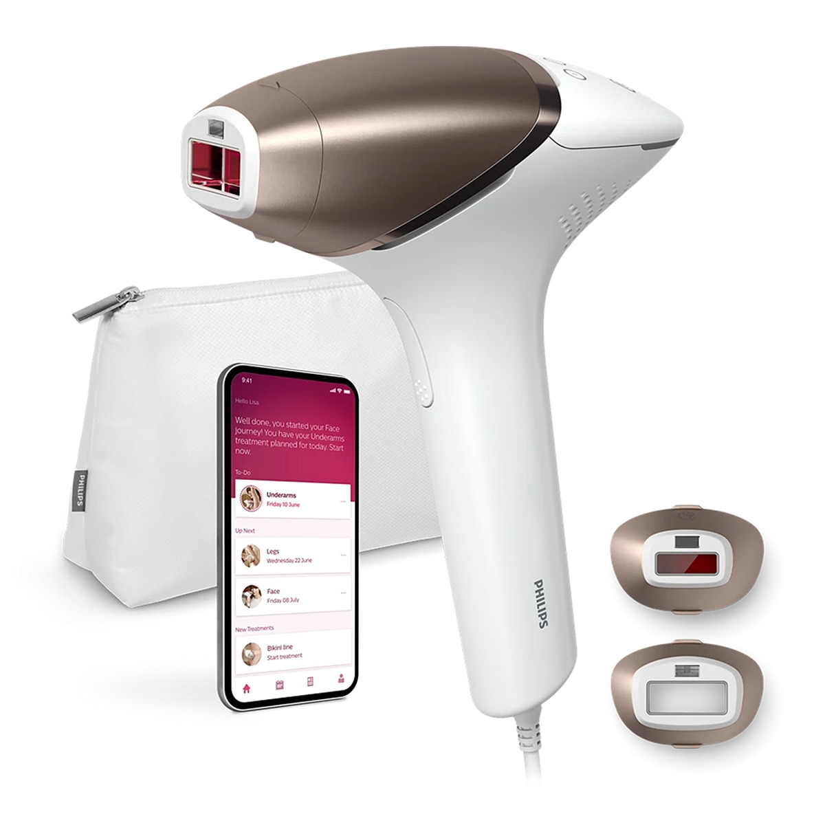Depiladora IPL Philips Lumea Serie 8000, depilación permanente, luz pulsada, 2 cabezales. cara y cuerpo, sensor de piel inteligente Blanco-1