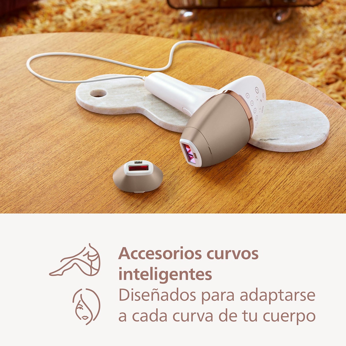 Depiladora IPL Philips Lumea Serie 8000, depilación permanente, luz pulsada, 2 cabezales. cara y cuerpo, sensor de piel inteligente Blanco-6