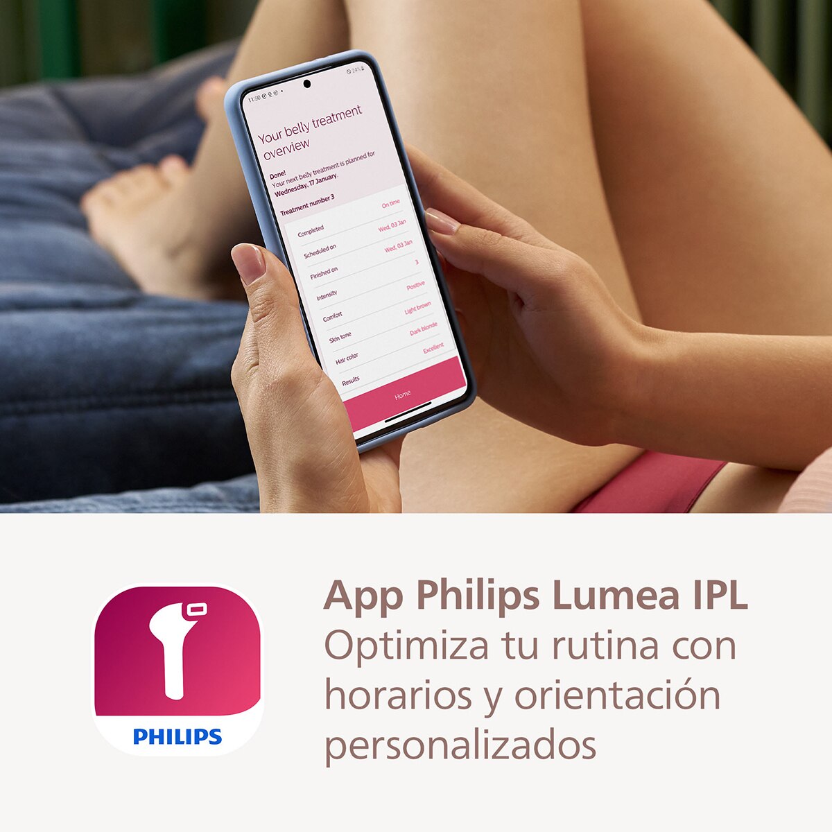 Depiladora IPL Philips Lumea Serie 8000, depilación permanente, luz pulsada, 2 cabezales. cara y cuerpo, sensor de piel inteligente Blanco-8