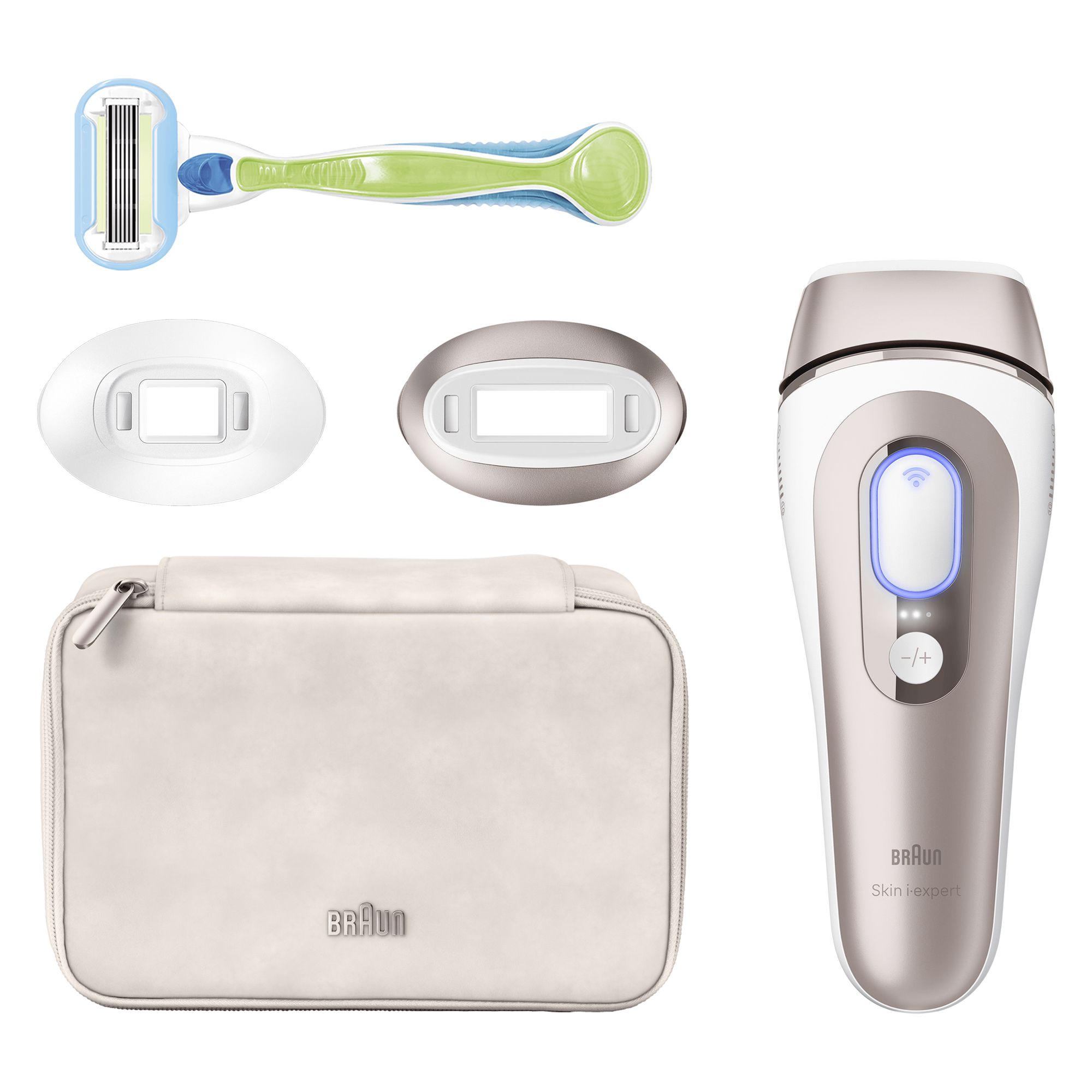 Depiladora IPL para mujer Braun Skin i·expert Smart IPL PL7147 para cuerpo y cara, 2 cabezales Blanco / Bronce-2