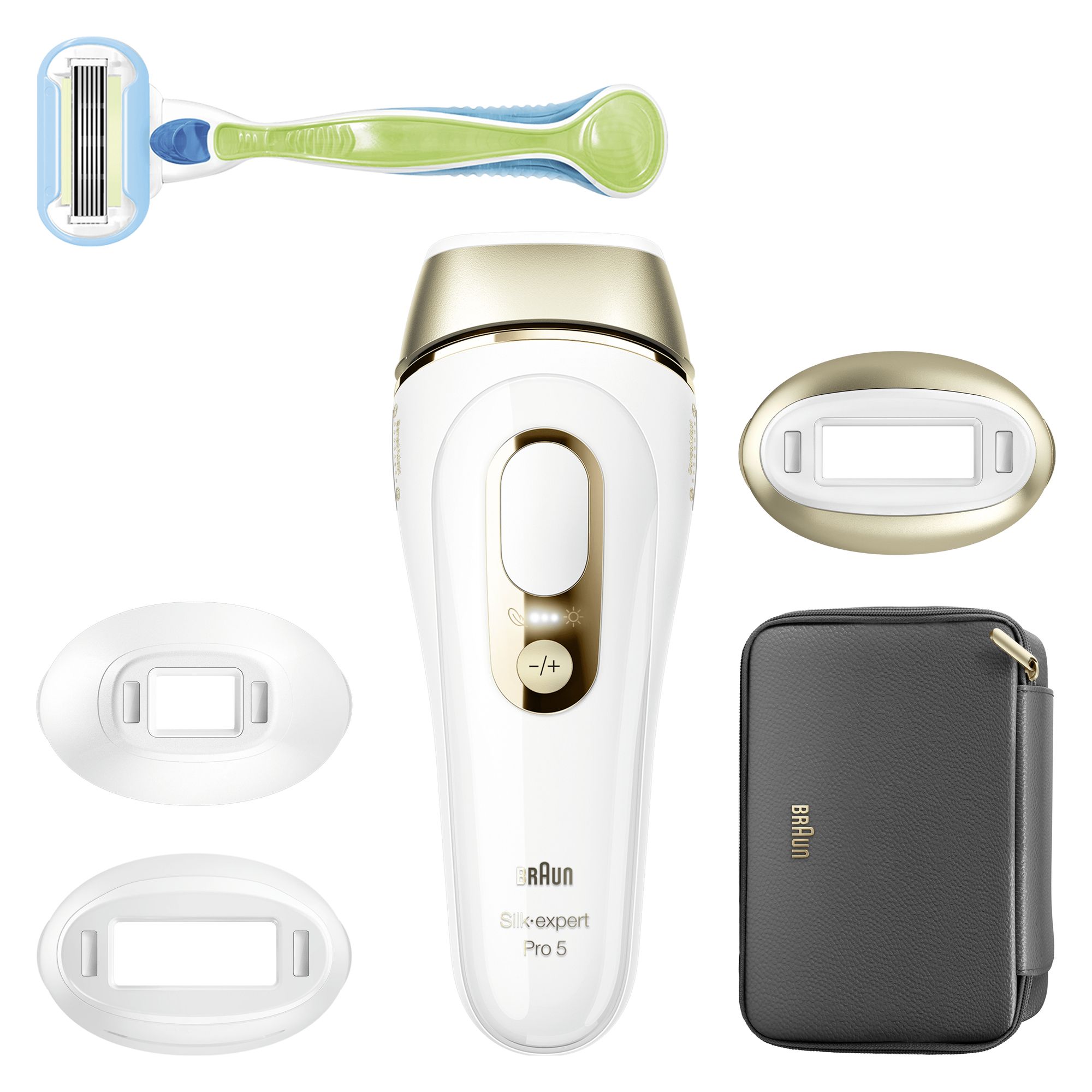 Depiladora IPL para mujer Braun Silk-expert Pro 5 PL5242 para cuerpo y cara, 3 cabezales Blanco / Dorado-3