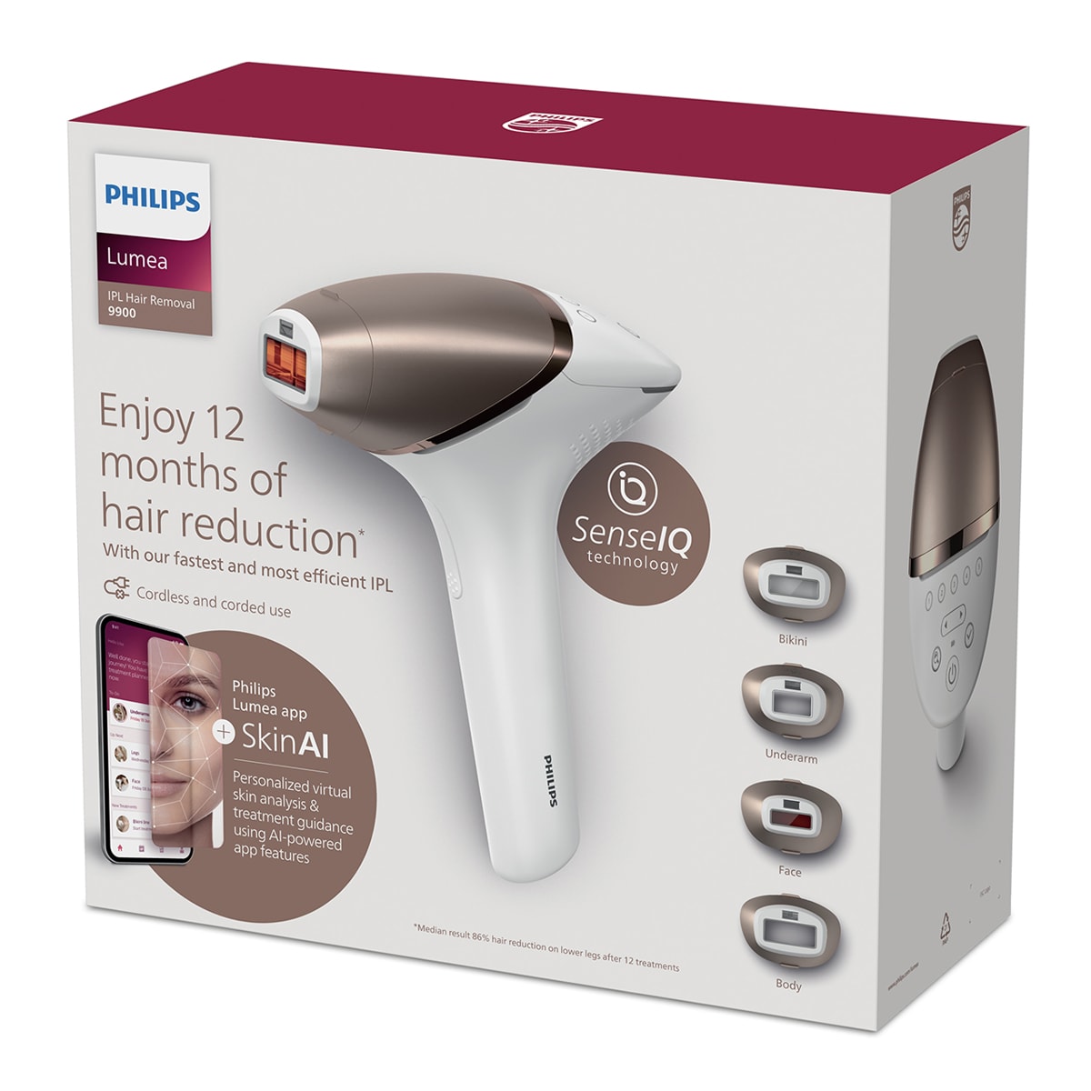 Depiladora IPL Philips Lumea Serie 9900 con inteligencia