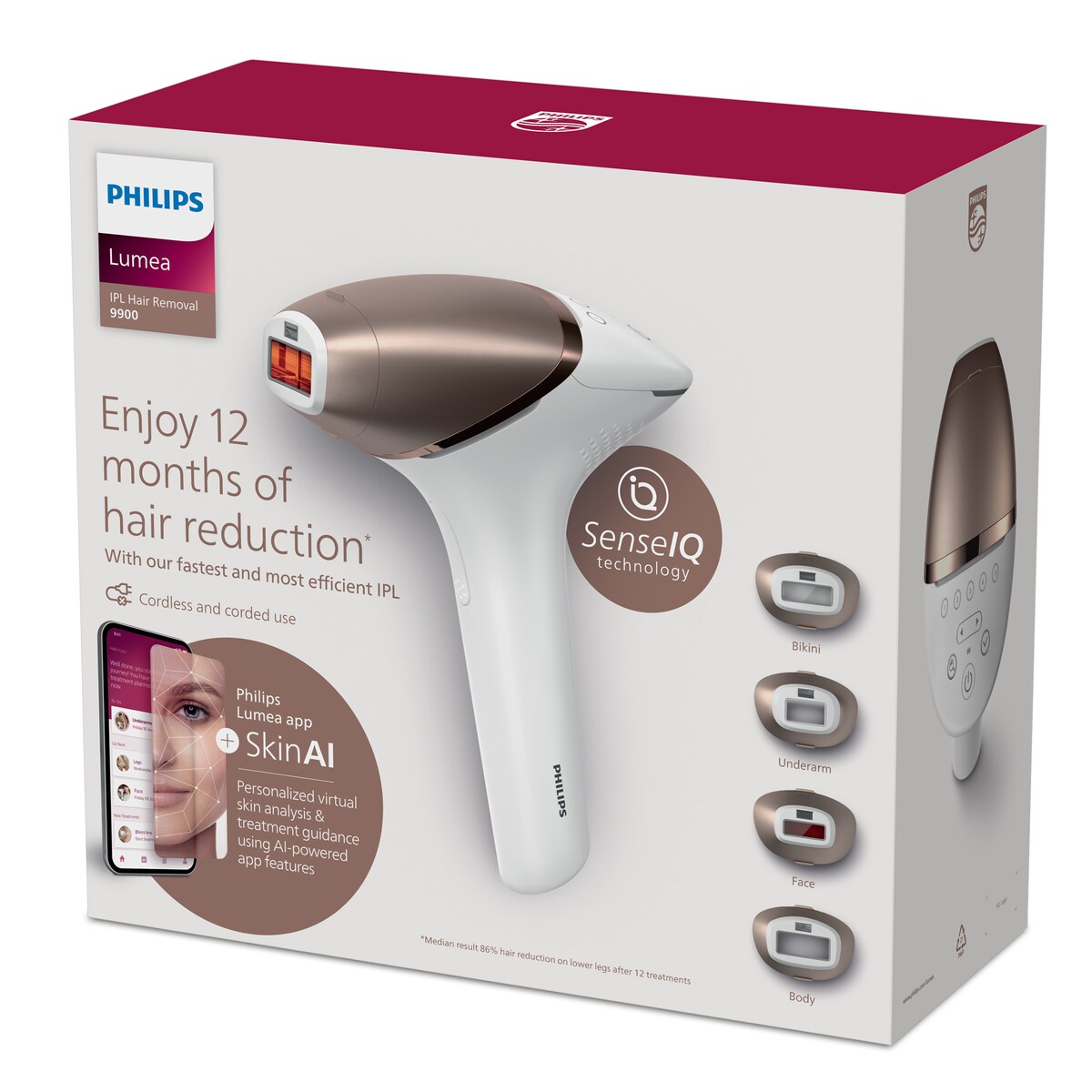 Depiladora IPL Philips Lumea Serie 9900 con inteligencia