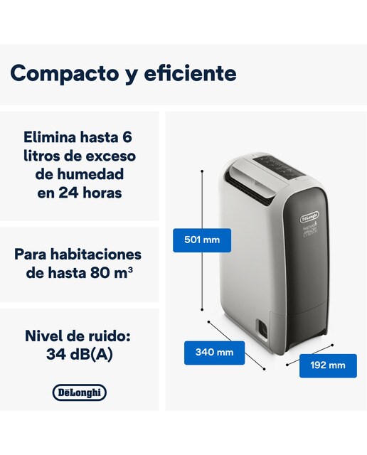 Deshumidificador De'Longhi Tasciugo AriaDry Light DNS65 silencioso bajo consumo Blanco / Gris-2