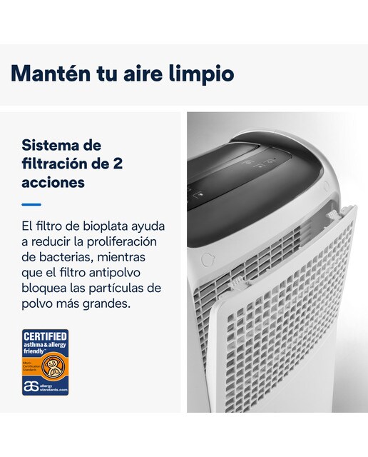 Deshumidificador De'Longhi DDSX225 con doble filtración Blanco-5