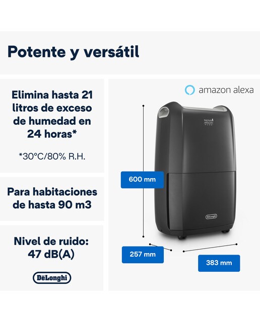 Deshumidificador y purificador De'Longhi DDSX 220WFA Gris-3