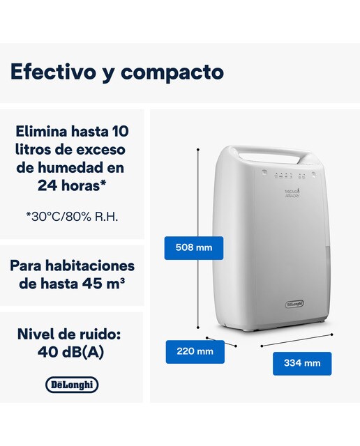 Deshumidificador De'Longhi Tasciugo AriaDry DEX210SF con nivel de ruido reducido Blanco-2
