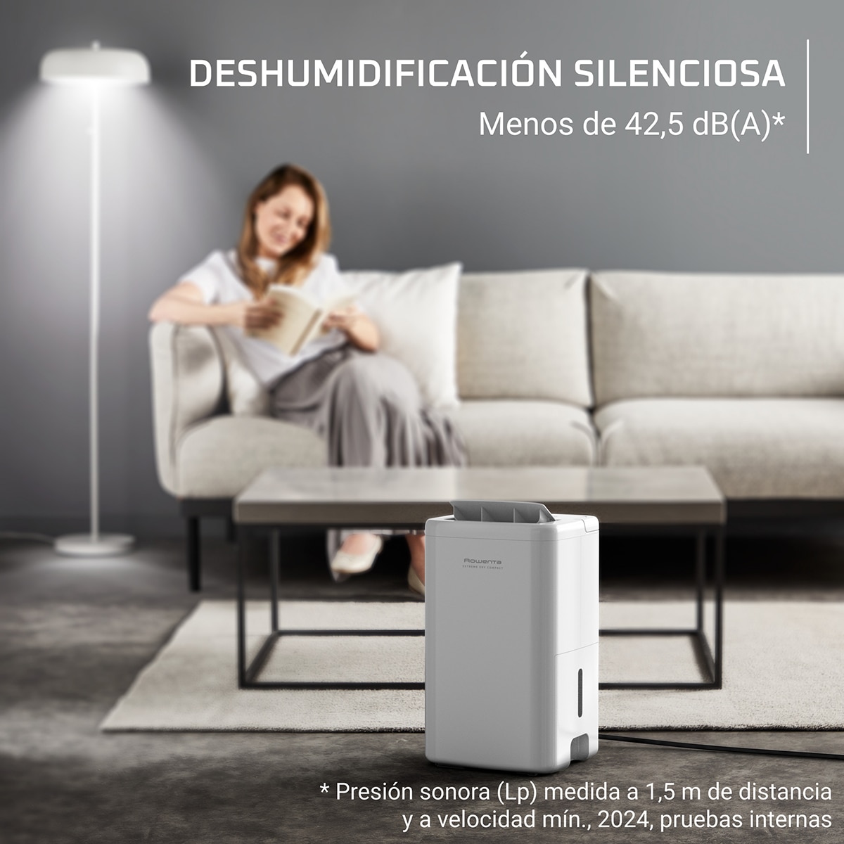 Deshumidificador Rowenta Extreme Dry Compact elimina hasta 14 litros de humedad al día, Cobertura 40 m2, 40db, DH525 Blanco-7